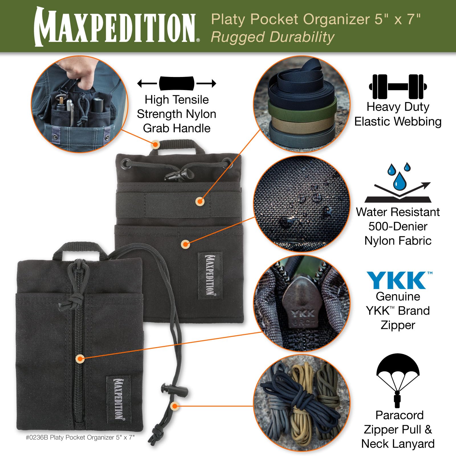 Maxpedition Platy with paracord lanyard demonstrates versatile crossbody carry.