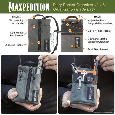 Maxpedition Platy Pocket Organizer top webbing loop facilitates quick grabbing or hanging.
