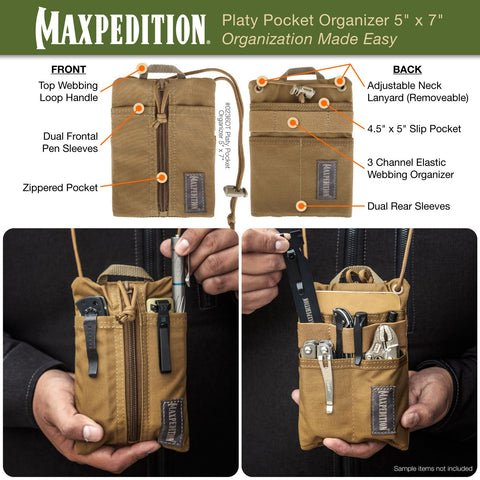 Maxpedition Platy Pocket Organizer top webbing loop provides quick grab or hanging.