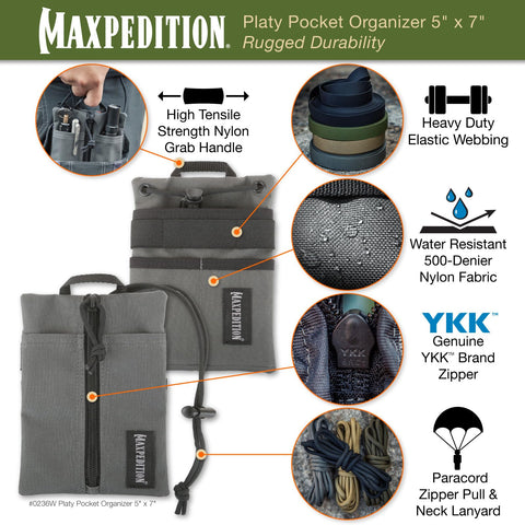 Maxpedition Platy Pocket Organizer in 500D nylon for rugged daily use.