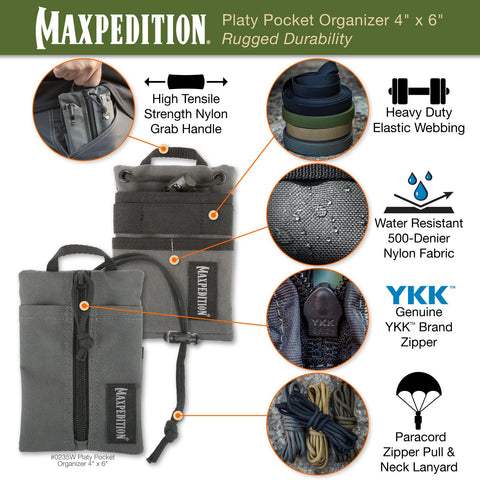 Maxpedition Platy Pocket Organizer with paracord lanyard showcases versatile carry options.