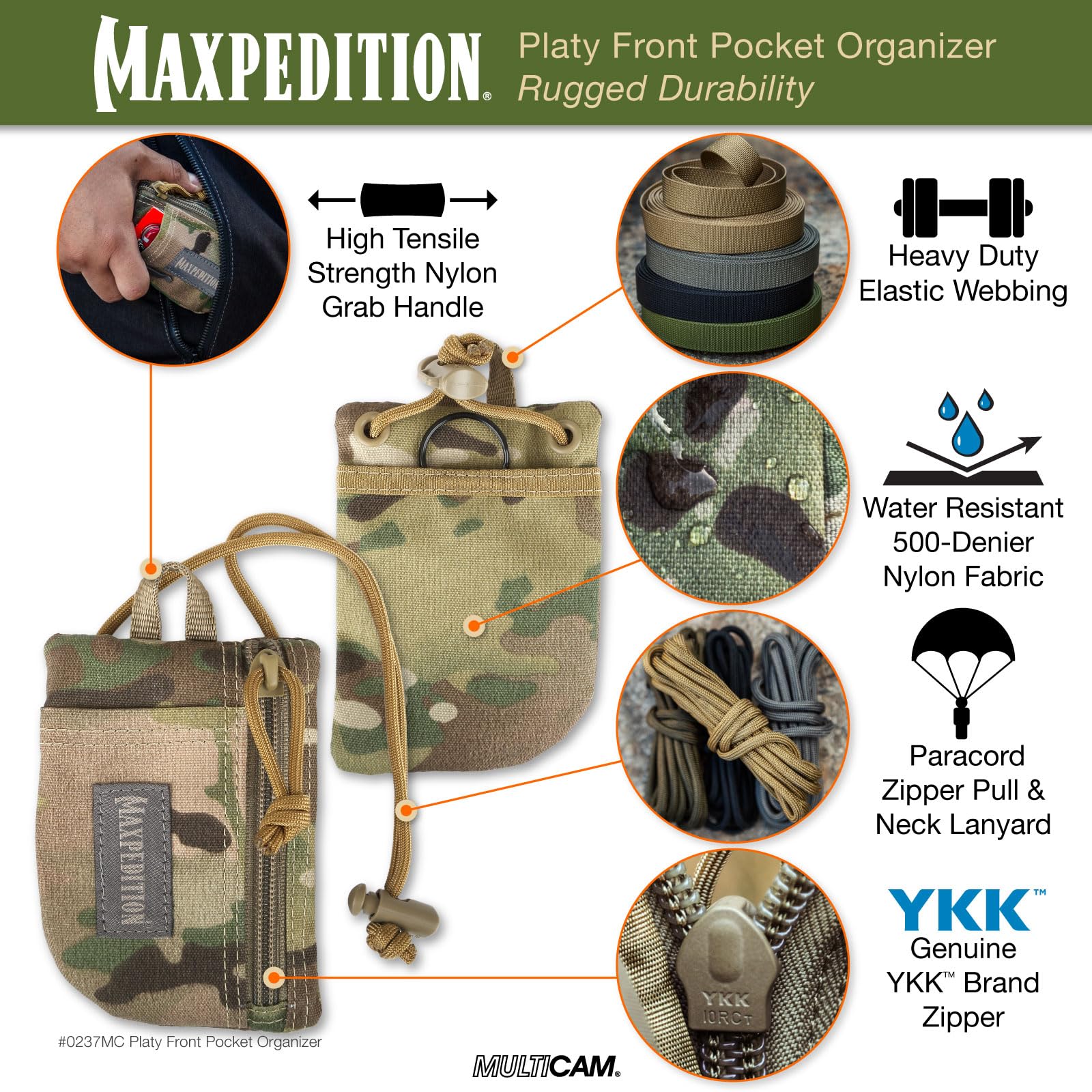Maxpedition Platy Removable Paracord Lanyard offers versatile carry options.