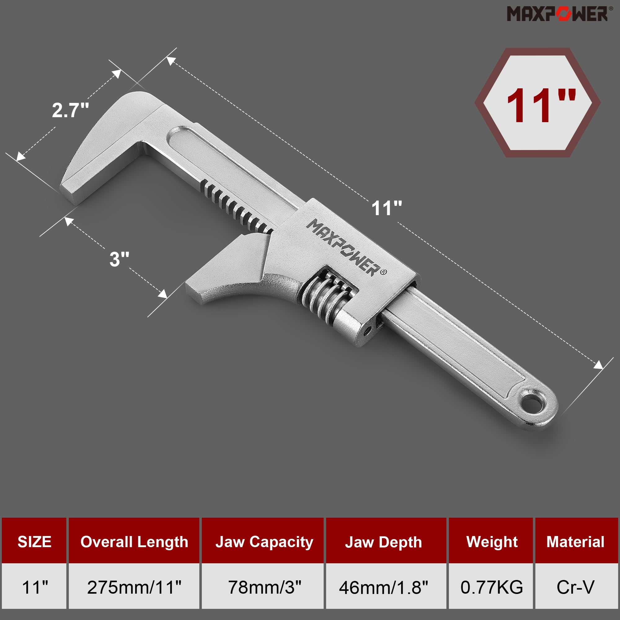 MAXPOWER wrench with 90 degree offset for corner access