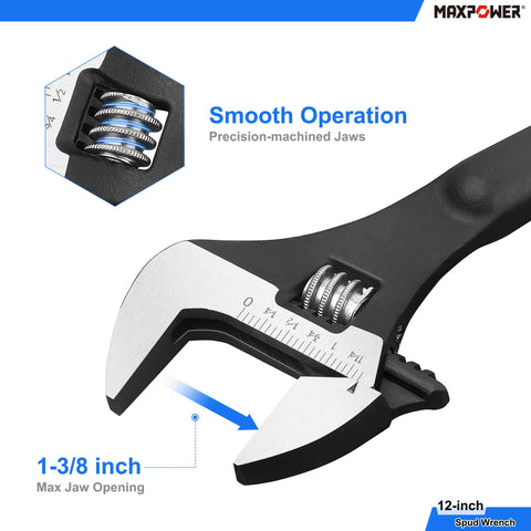 MAXPOWER 16-inch jaw opening 1-5/8 inch enables wide bolt alignment.