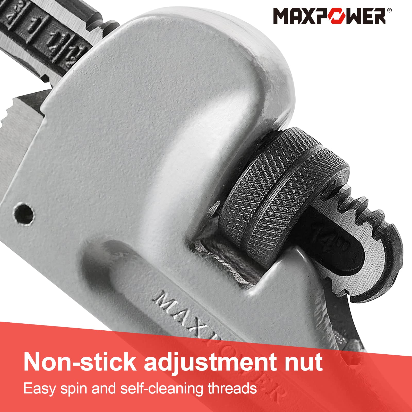 MAXPOWER self-cleaning threads extend tool life under heavy-use conditions.