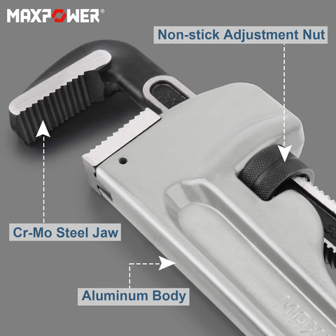 Close-up of non-stick adjustment nut on MAXPOWER wrench for smooth tension