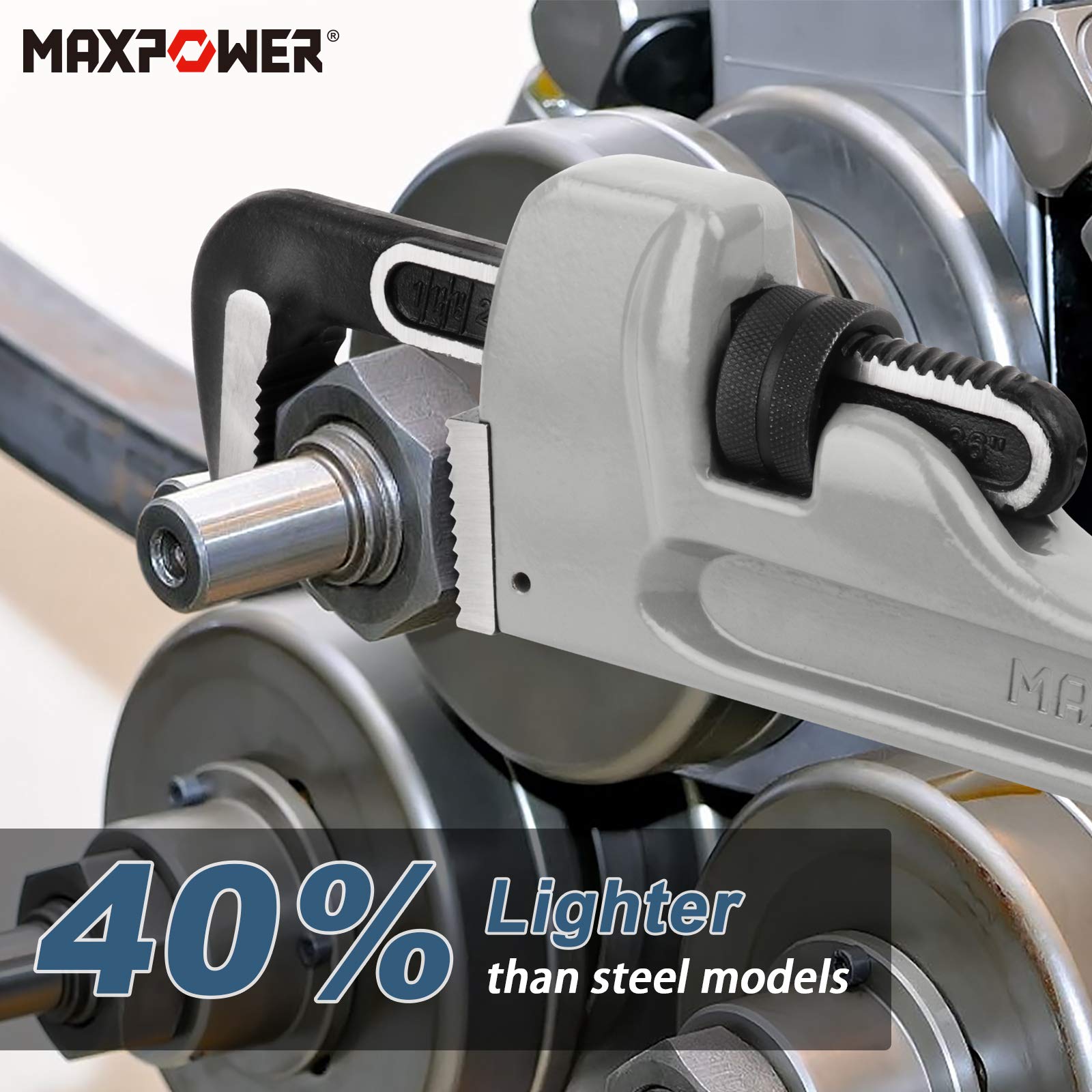 MAXPOWER wrench with open jaw demonstrating wide grip capability