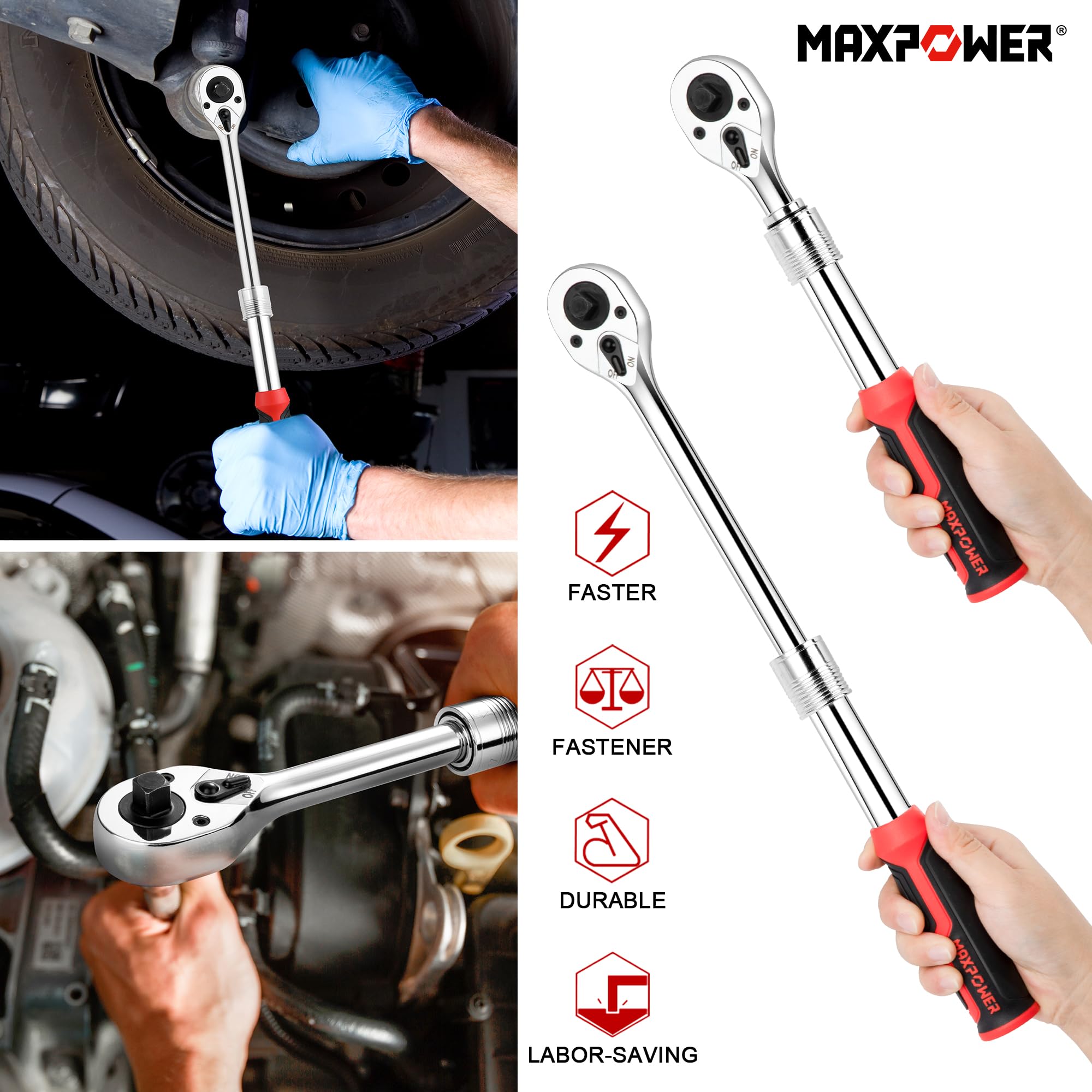 MAXPOWER 5-degree swing arc helps turn fasteners in confined spaces