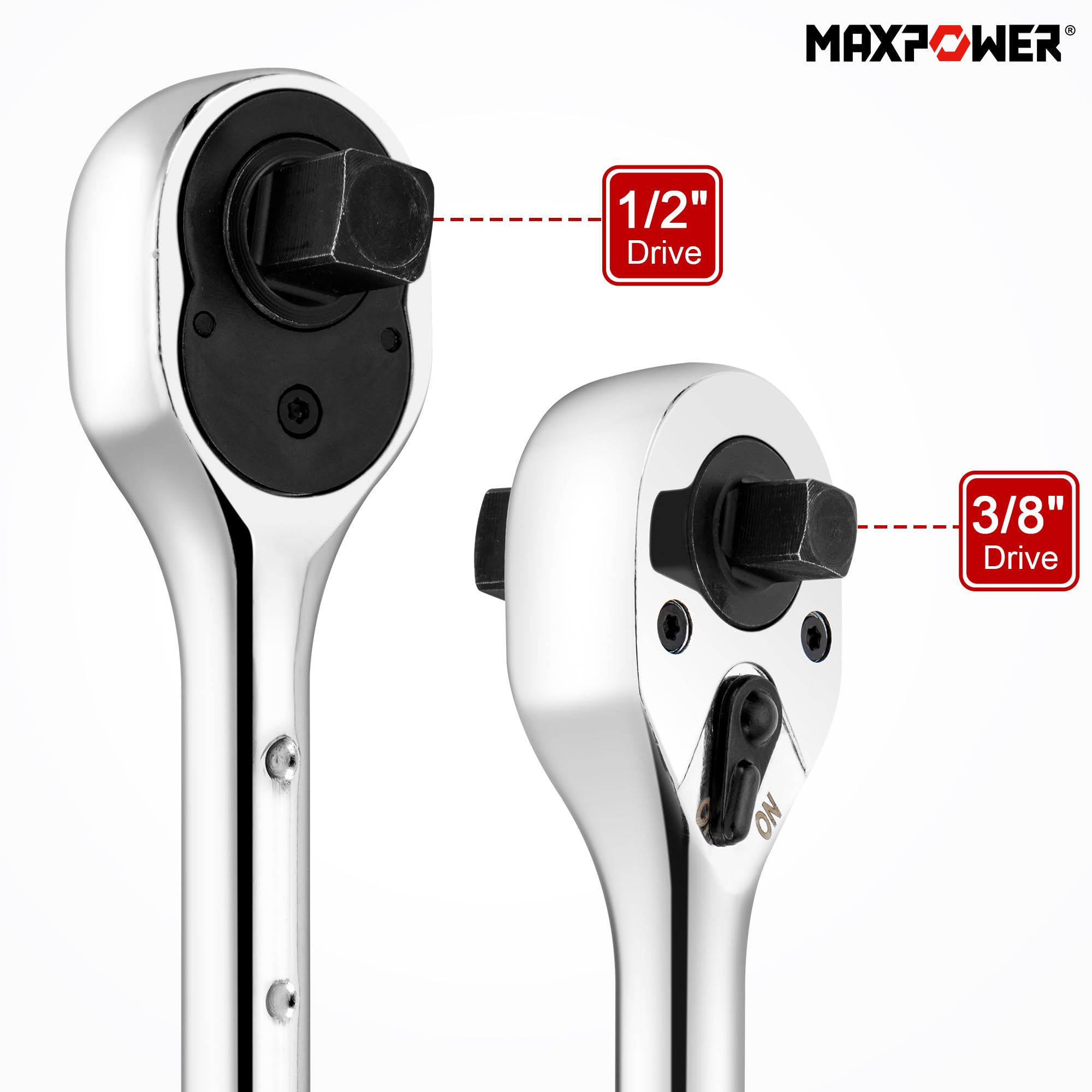 MAXPOWER 72-tooth ratchet mechanism enables smooth engagement in tight areas