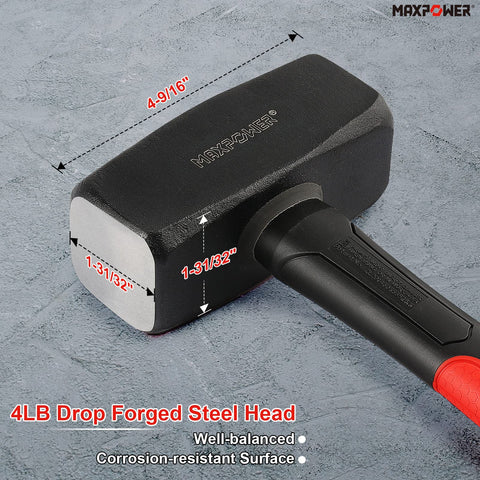 MAXPOWER 9-inch fiberglass handle with anti-slip grip for comfortable control