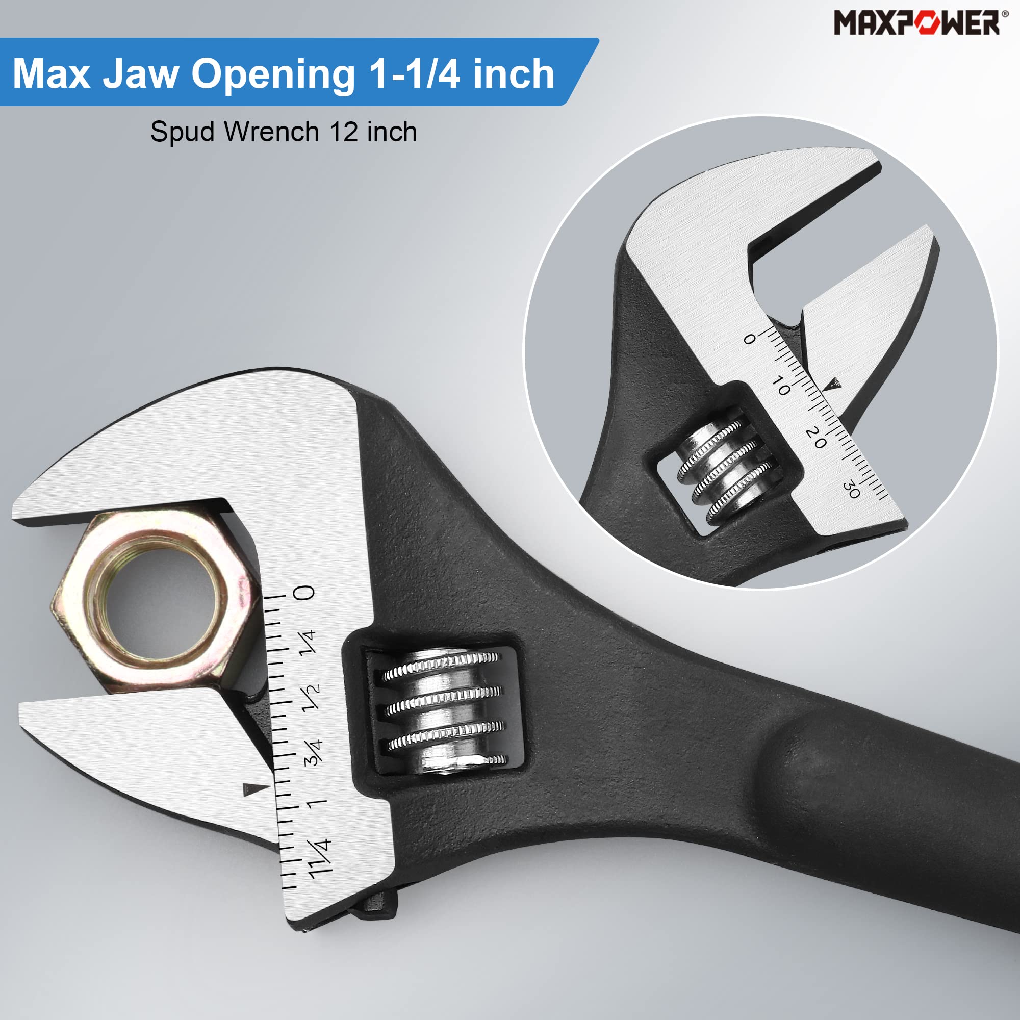 MAXPOWER black phosphate finish provides corrosion resistance during tough jobs