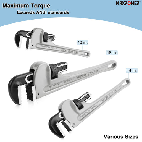 MAXPOWER clamping capacity up to 2 inches for common fittings.
