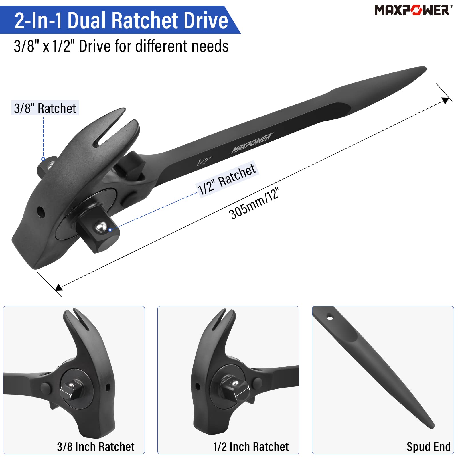 MAXPOWER claw-hammer-podger-spanner demonstrates versatile prying and hammering