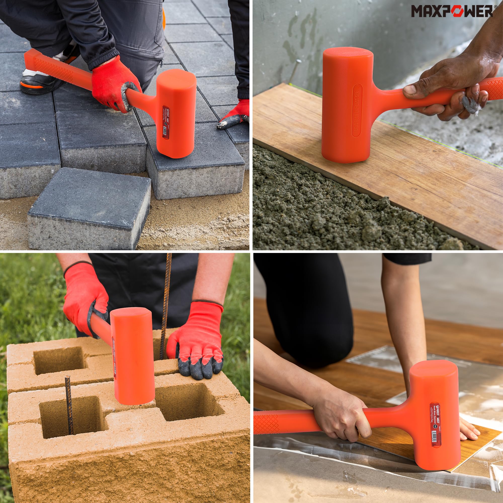 MAXPOWER hammer supports tile installation, woodworking, automotive repairs, and metal fabrication tasks