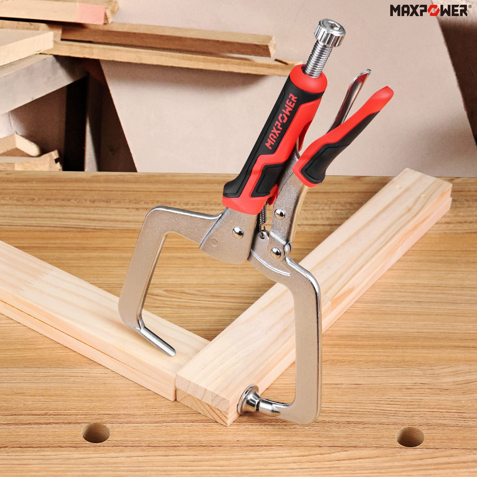 MAXPOWER ergonomic handles reduce fatigue and improve clamping control.