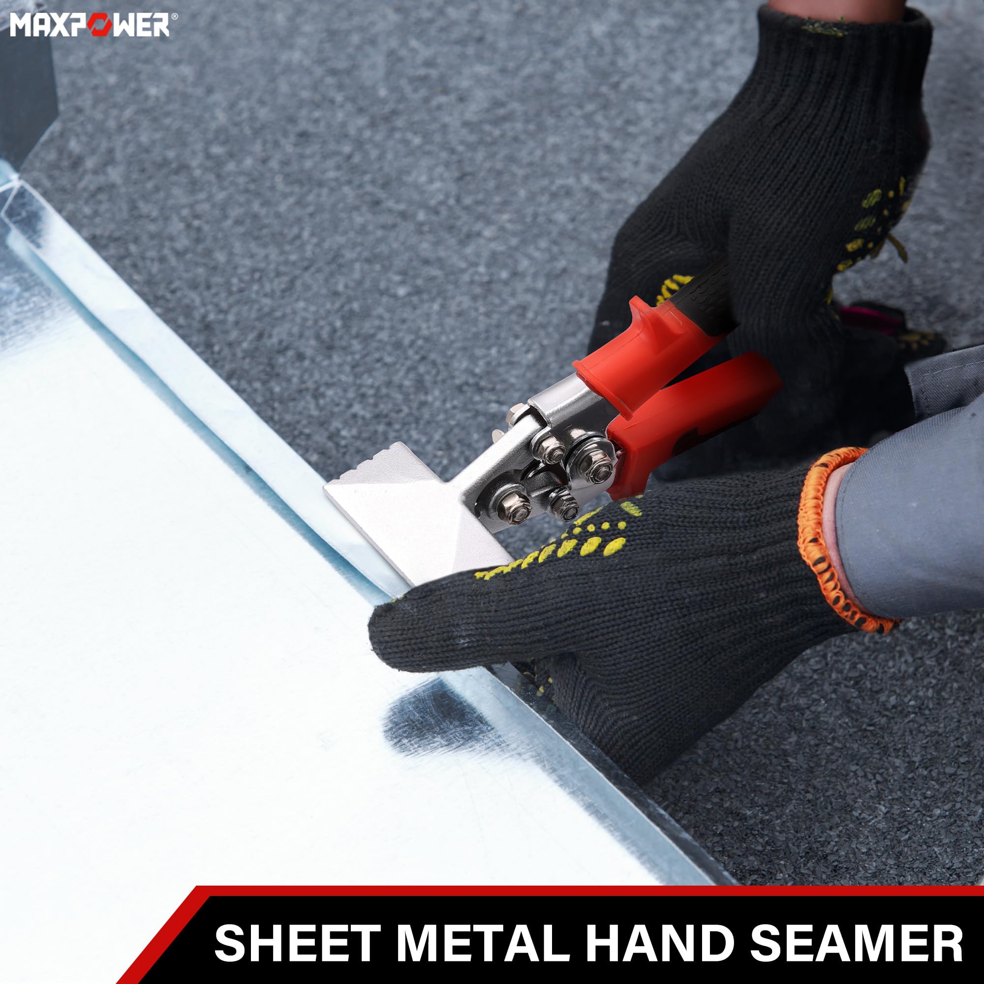 MAXPOWER hand seamer used on lightweight metal keel for versatility