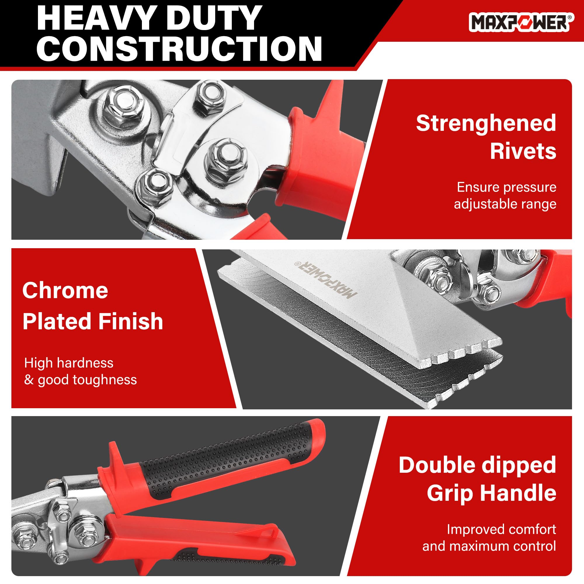 MAXPOWER built-in switch lock keeps the tool secure