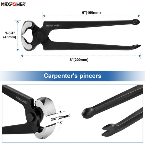 MAXPOWER 9-inch end-cutting nippers with polished jaws for precise cuts.