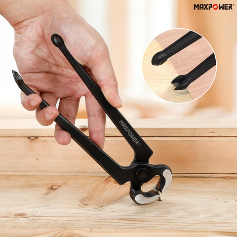 MAXPOWER nail puller in use shows nail removal capability.