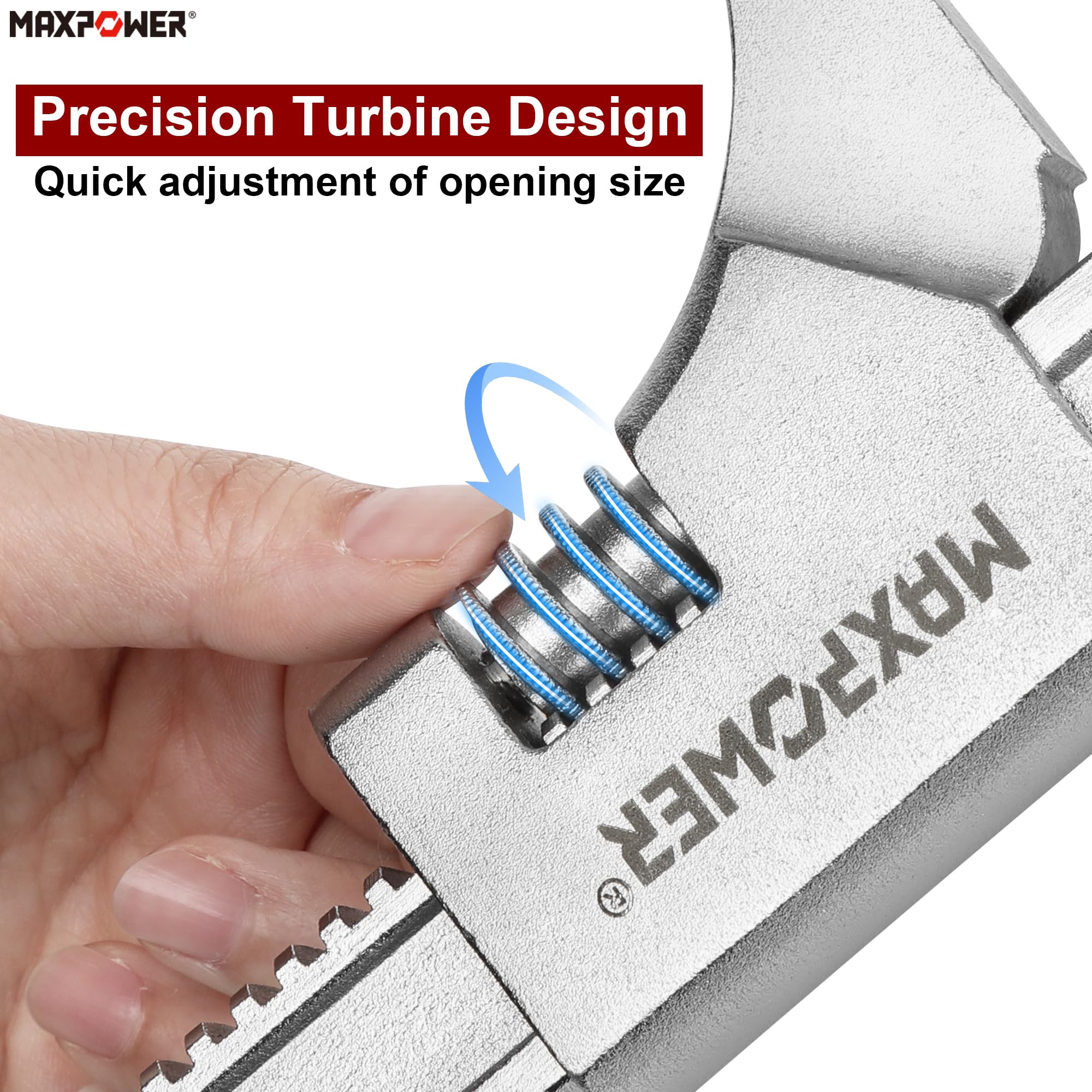 MAXPOWER nickel-chromium coated surface resists wear during tough tasks