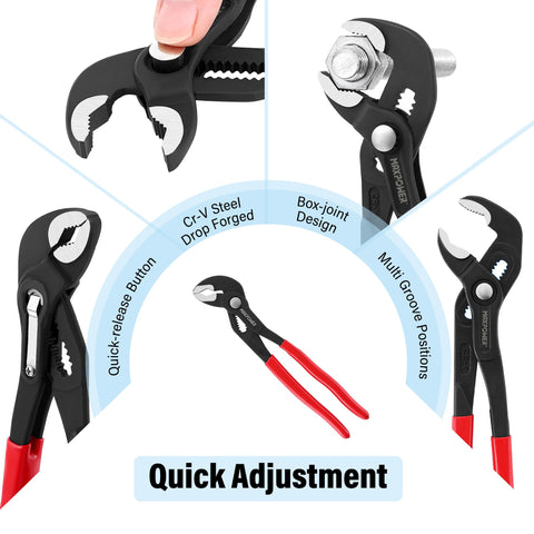 MAXPOWER 12in quick-adjust pliers delivering reach for tough fasteners.