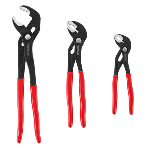MAXPOWER 7in quick-adjust pliers with push-button lock for easy one-handed use.