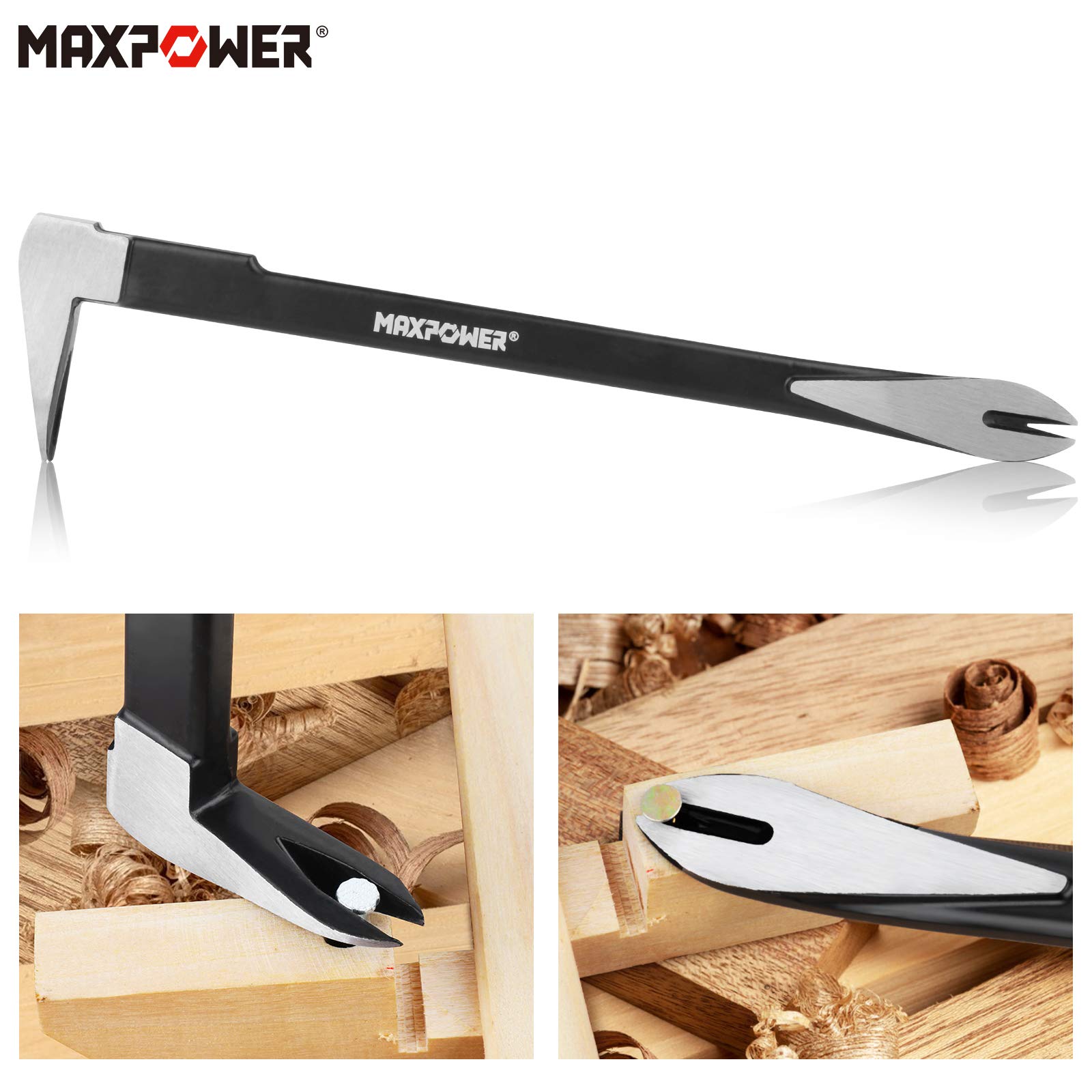 MAXPOWER 7-inch flat pry bar with double claw for controlled prying