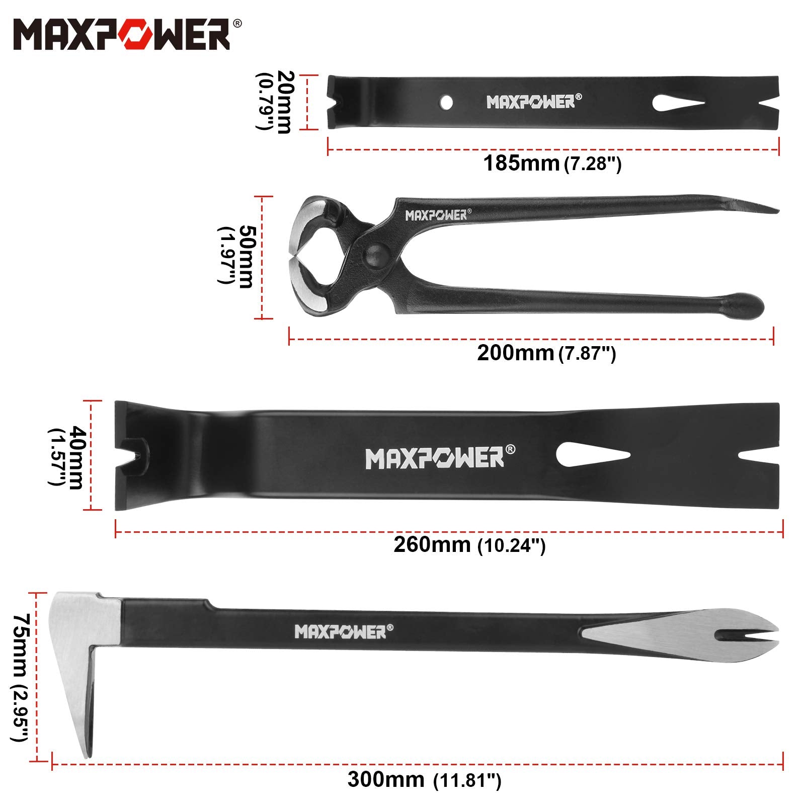 MAXPOWER 8-inch end-cutting pliers for efficient nail extraction