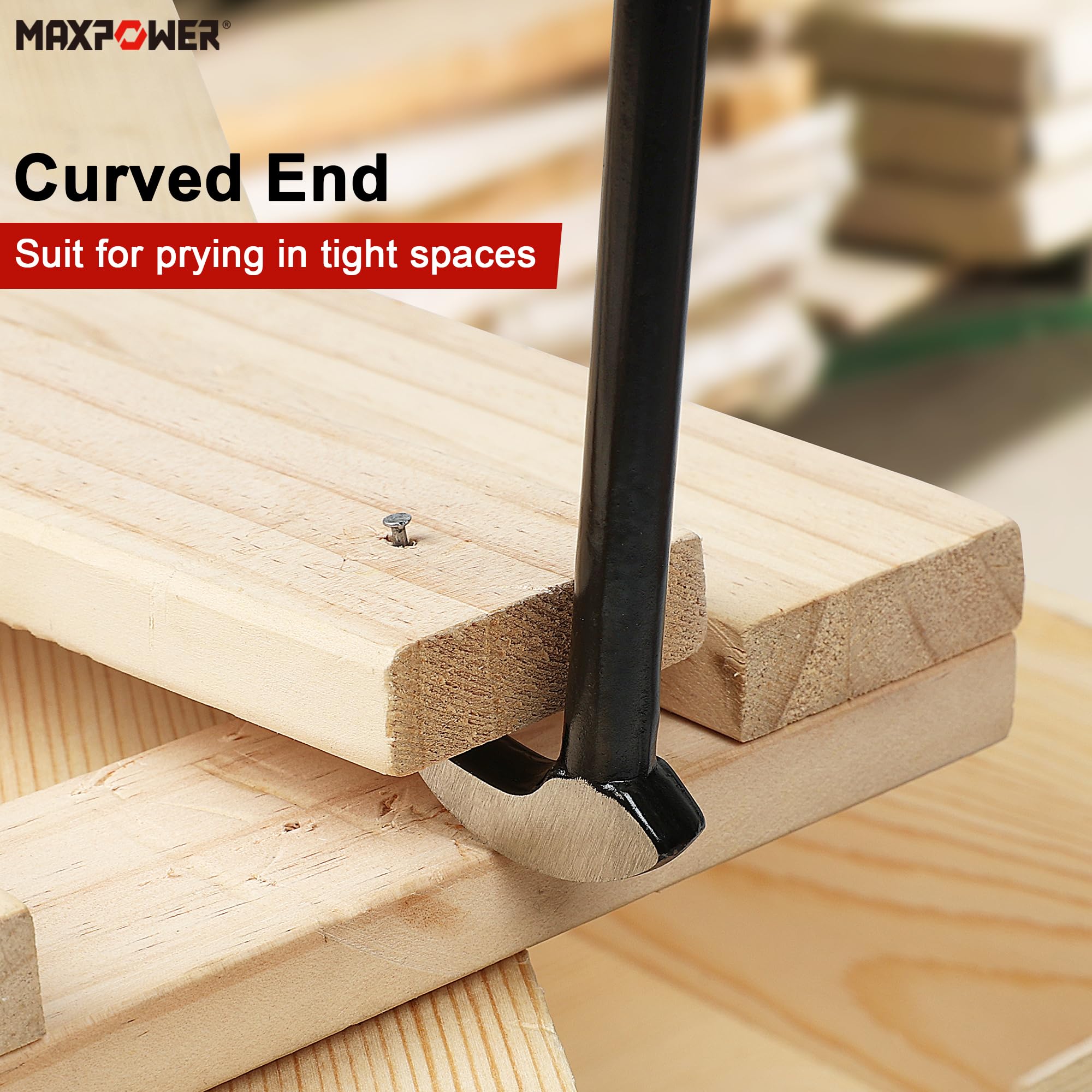 MAXPOWER pry bar set with tapered shaft aids precise hole alignment and assembly.