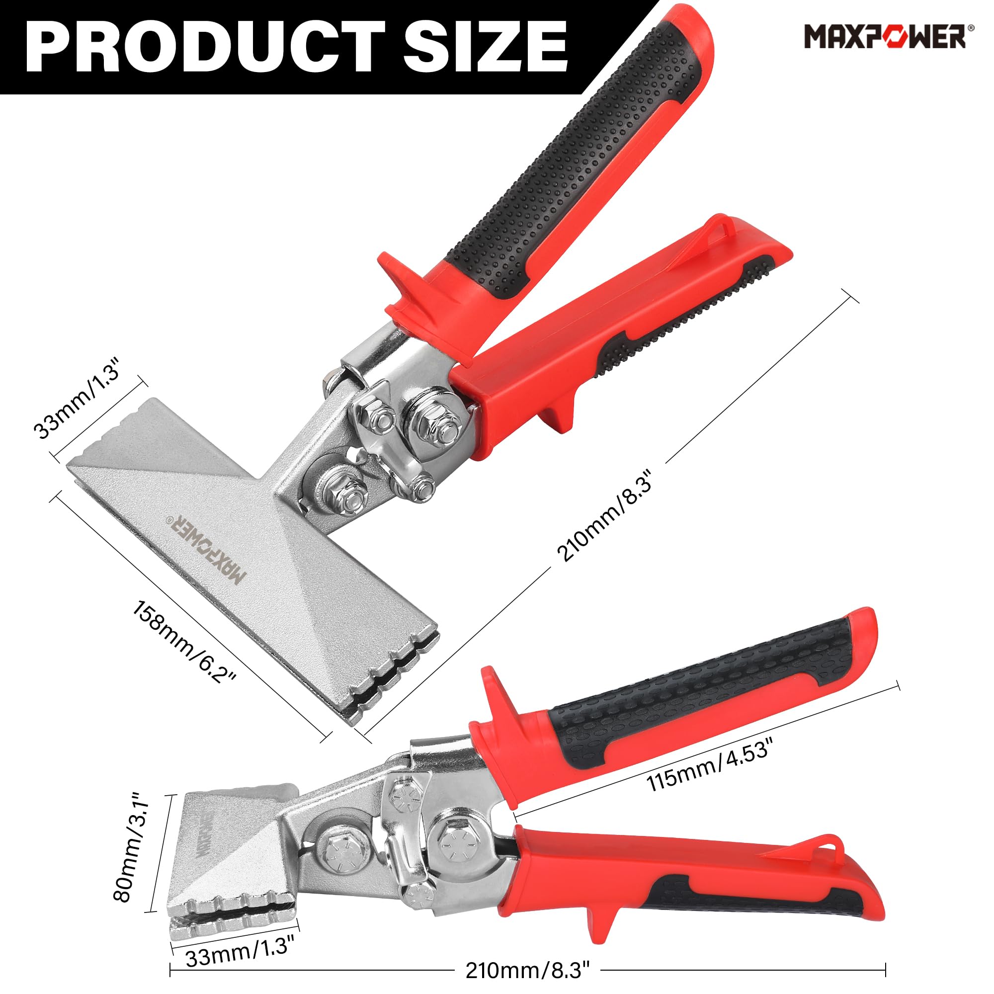 MAXPOWER sheet metal seamer with a 6-inch jaw for broader sheet coverage
