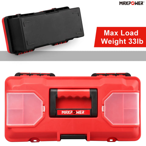 MAXPOWER small toolbox red color adds visibility in crowded workshop