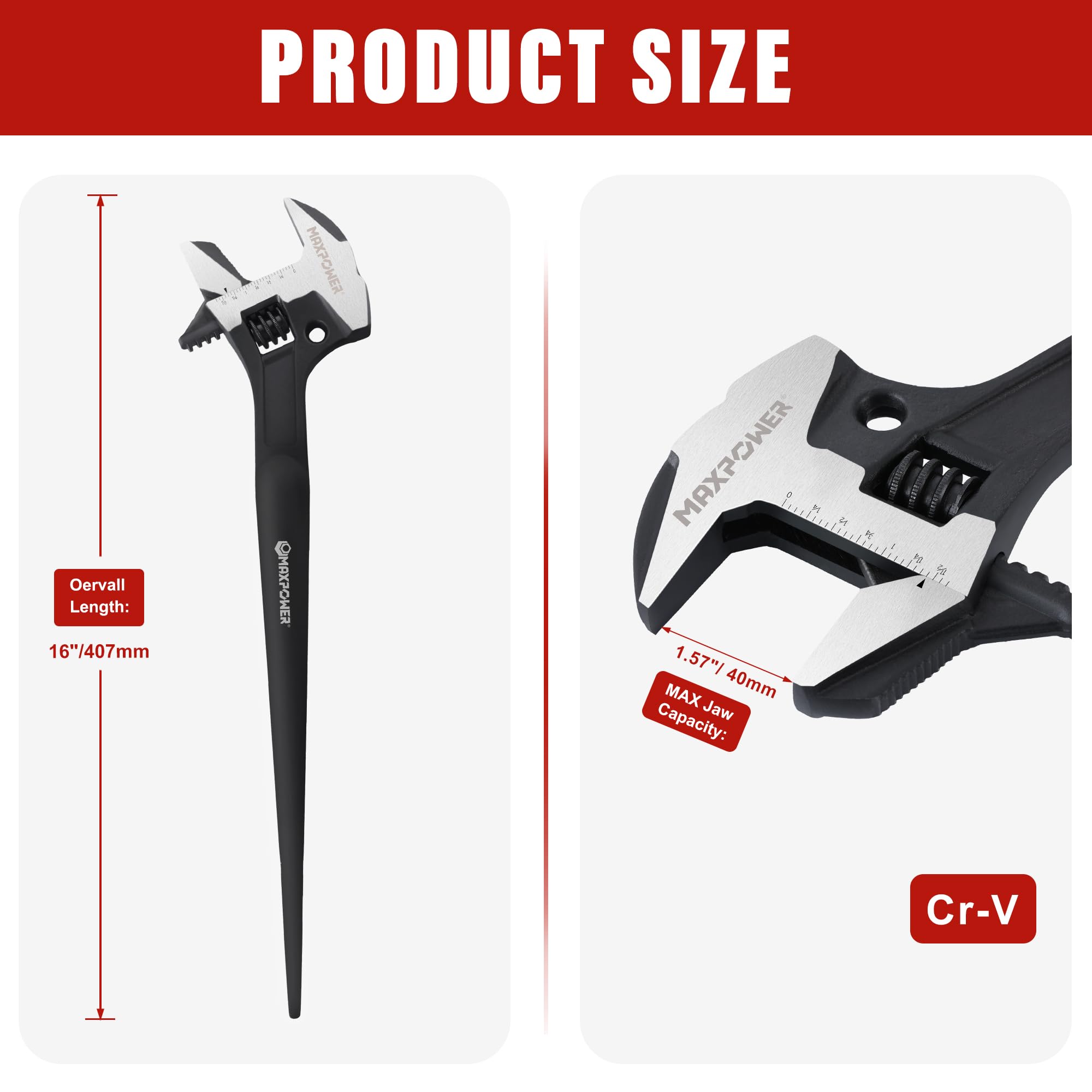 MAXPOWER 4-in-1 spud wrench side view for versatile field tasks