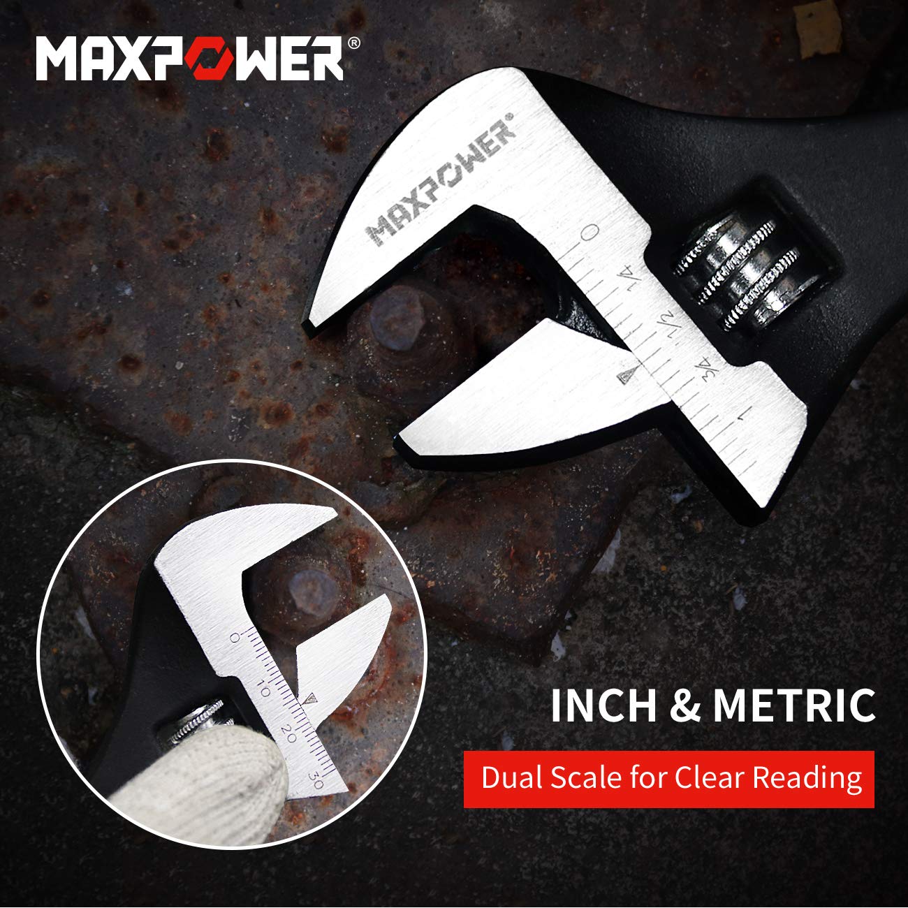 MAXPOWER spud wrench 1 inch jaw capacity for tight spots