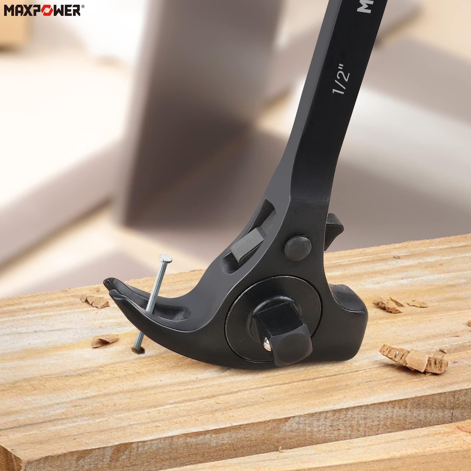 MAXPOWER tapered-handle-design emphasizes easier bolt alignment