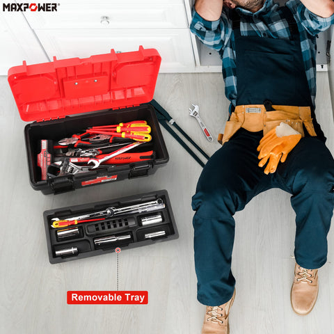 MAXPOWER tool box transparent lid for small parts storage.