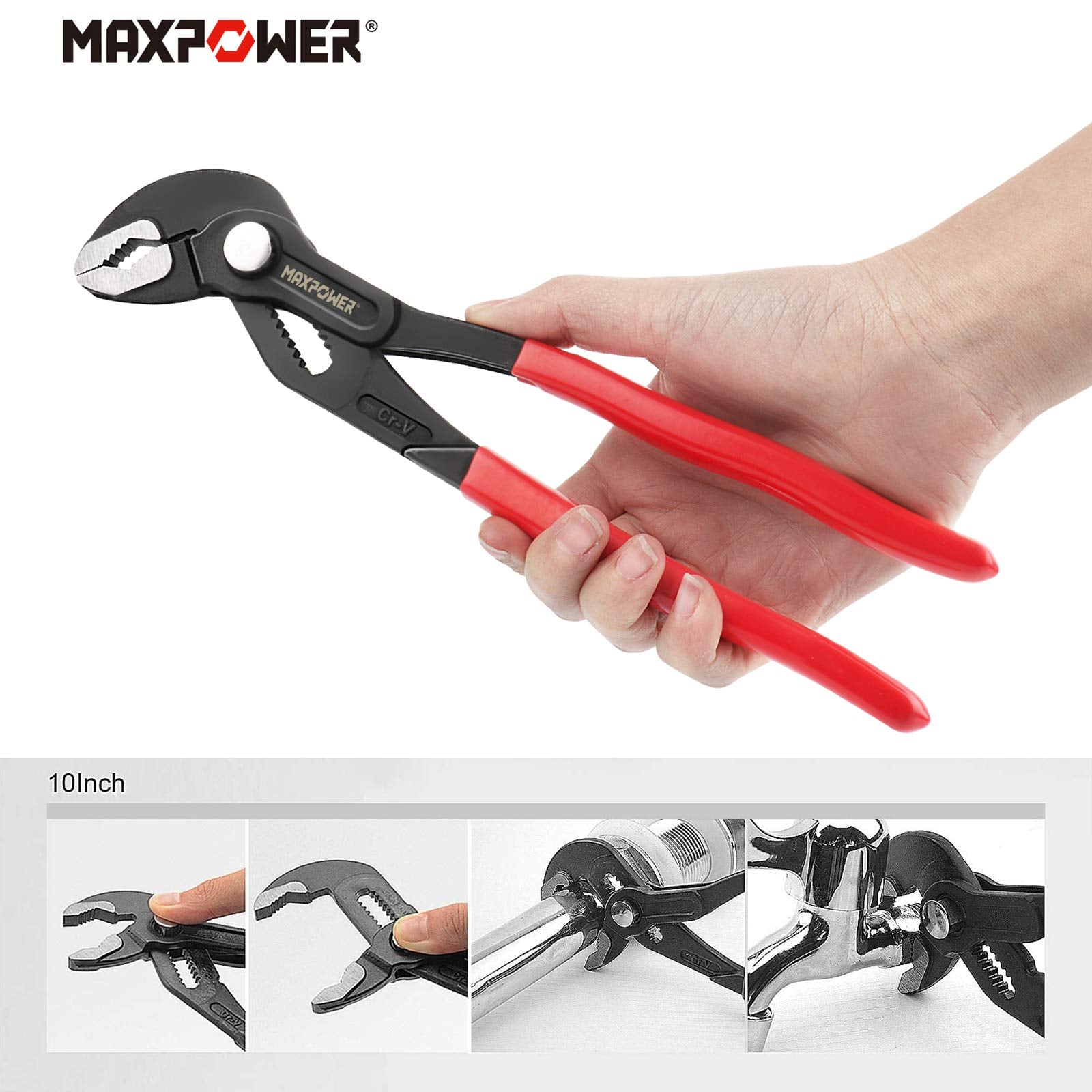 MAXPOWER water pump pliers 16-inch model delivering strong grip on big fittings
