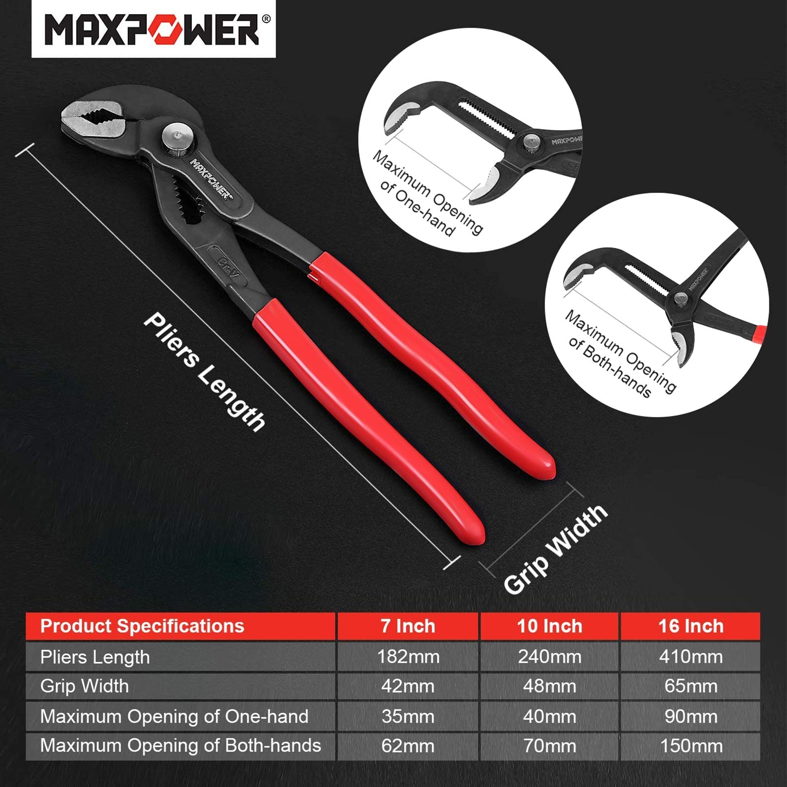 MAXPOWER quick-adjust feature shown directly on the workpiece for efficient gripping