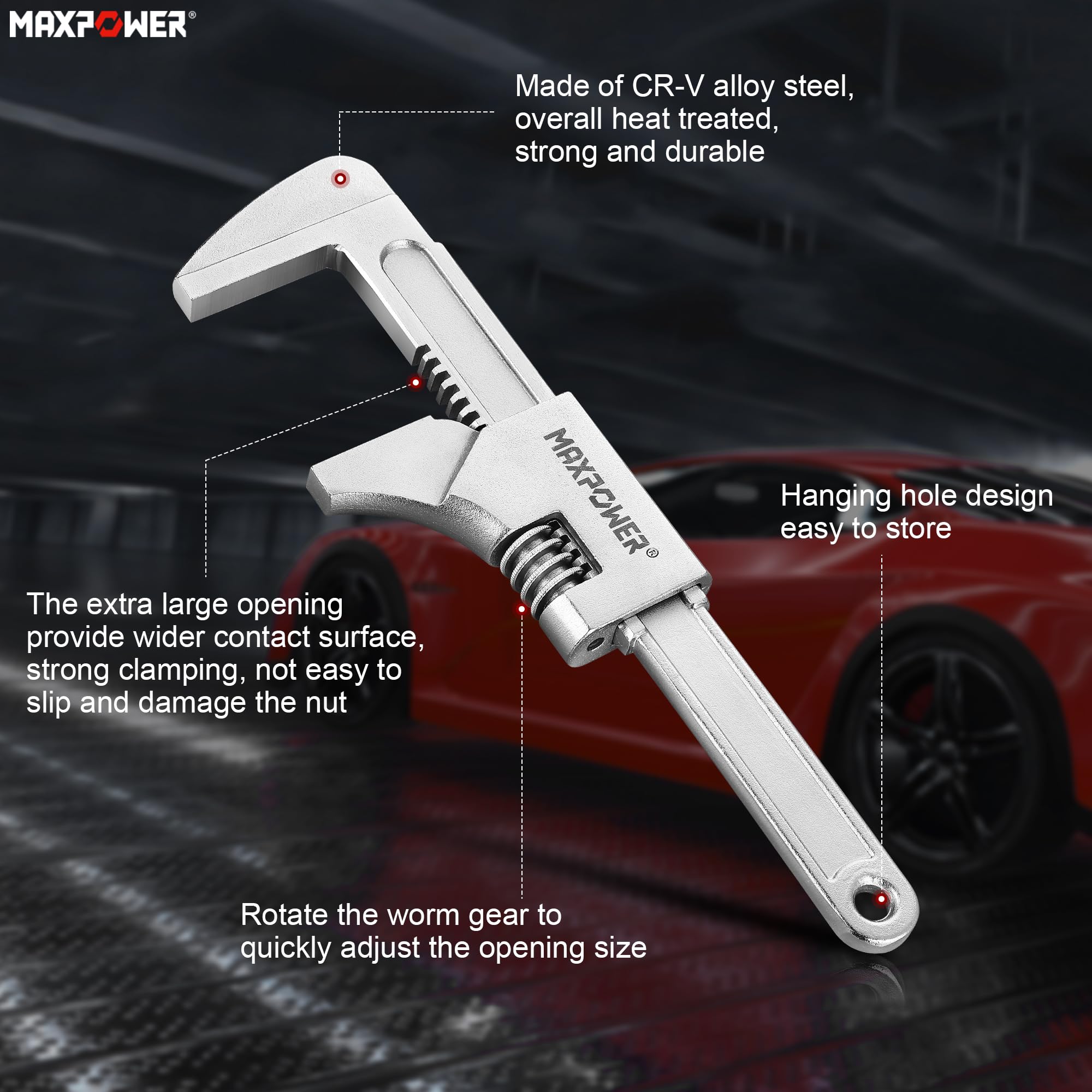MAXPOWER wide 3 inch jaw opening handles large screws