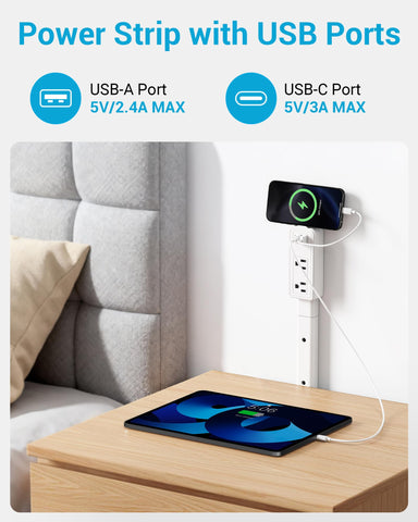 Maxsure Outlet Extender Stick doubles as a phone stand while charging.