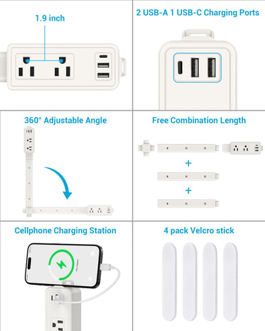 Maxsure Outlet Extender Stick includes screws and Velcro for secure mounting.