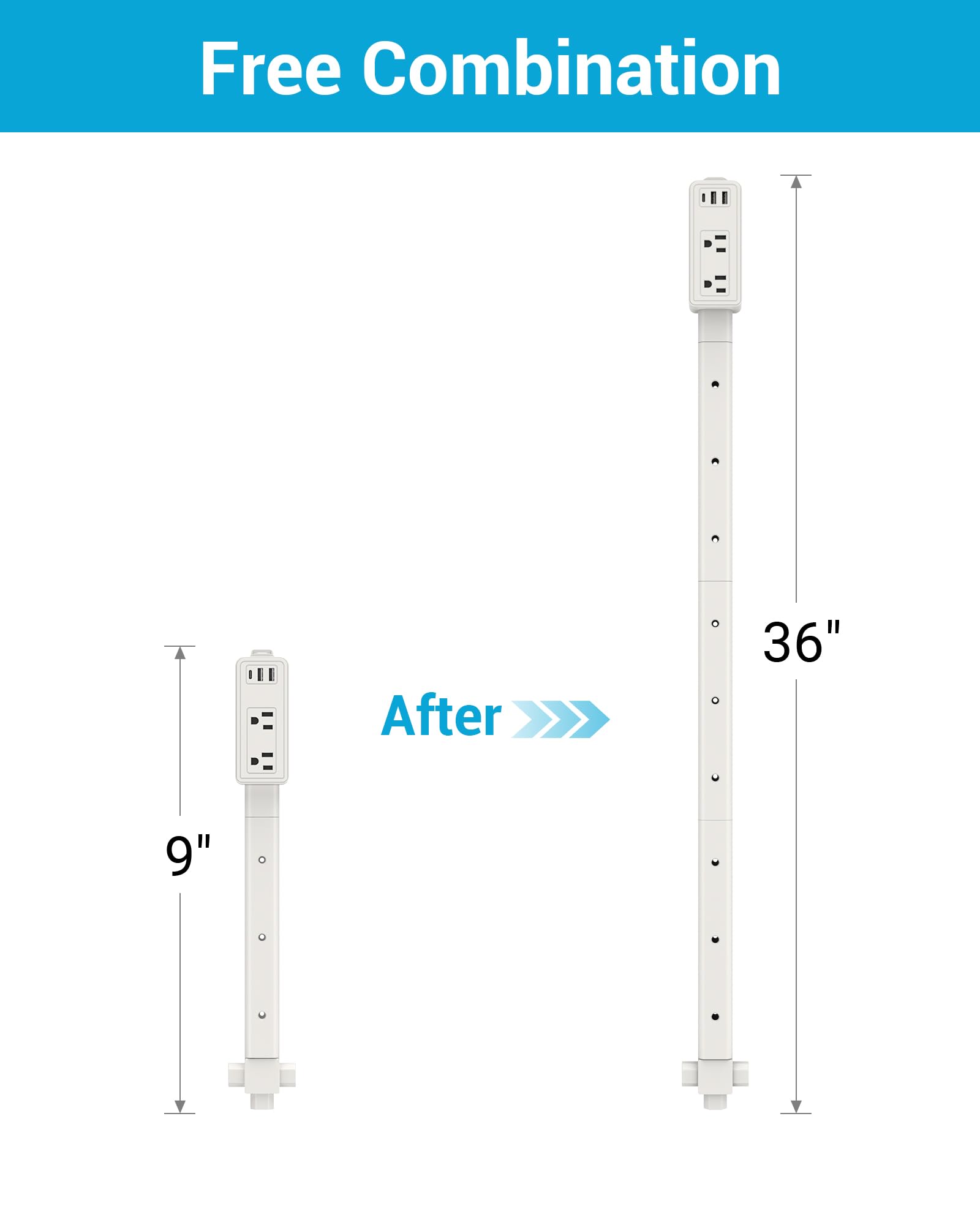 Maxsure Outlet Extender Stick space saving design reduces clutter around furniture.