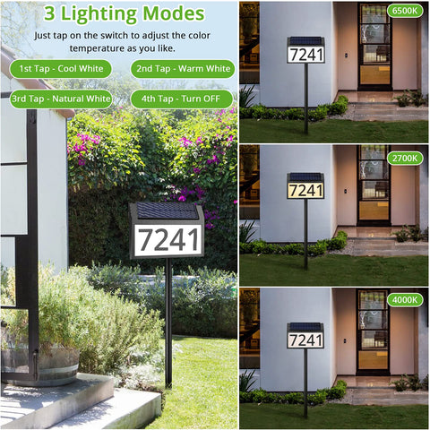 MAXvolador address sign 3-color mode switching between cool, natural, warm white