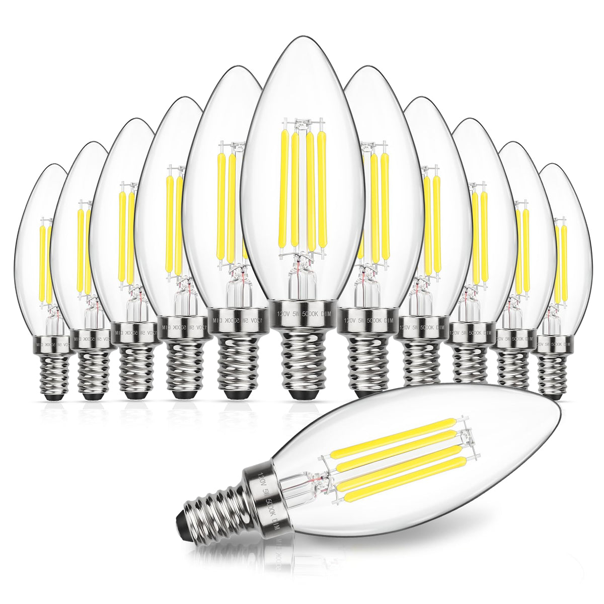 MAXvolador dimmable E12 LED candle bulb delivers 600 lumens in daylight 5000K