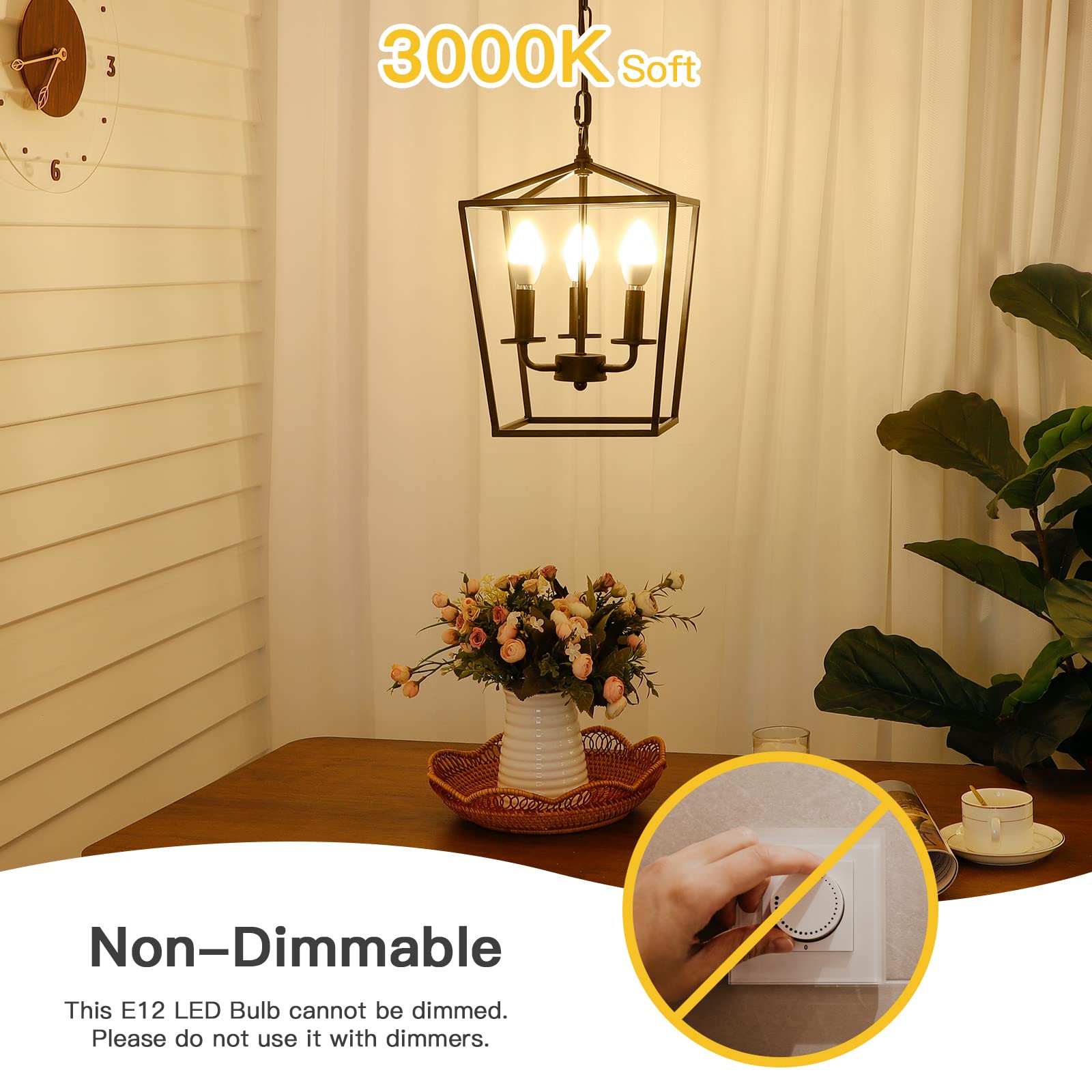 MAXvolador candle bulb ideal for kitchens and bedrooms, long-lasting up to 25,000 hours.