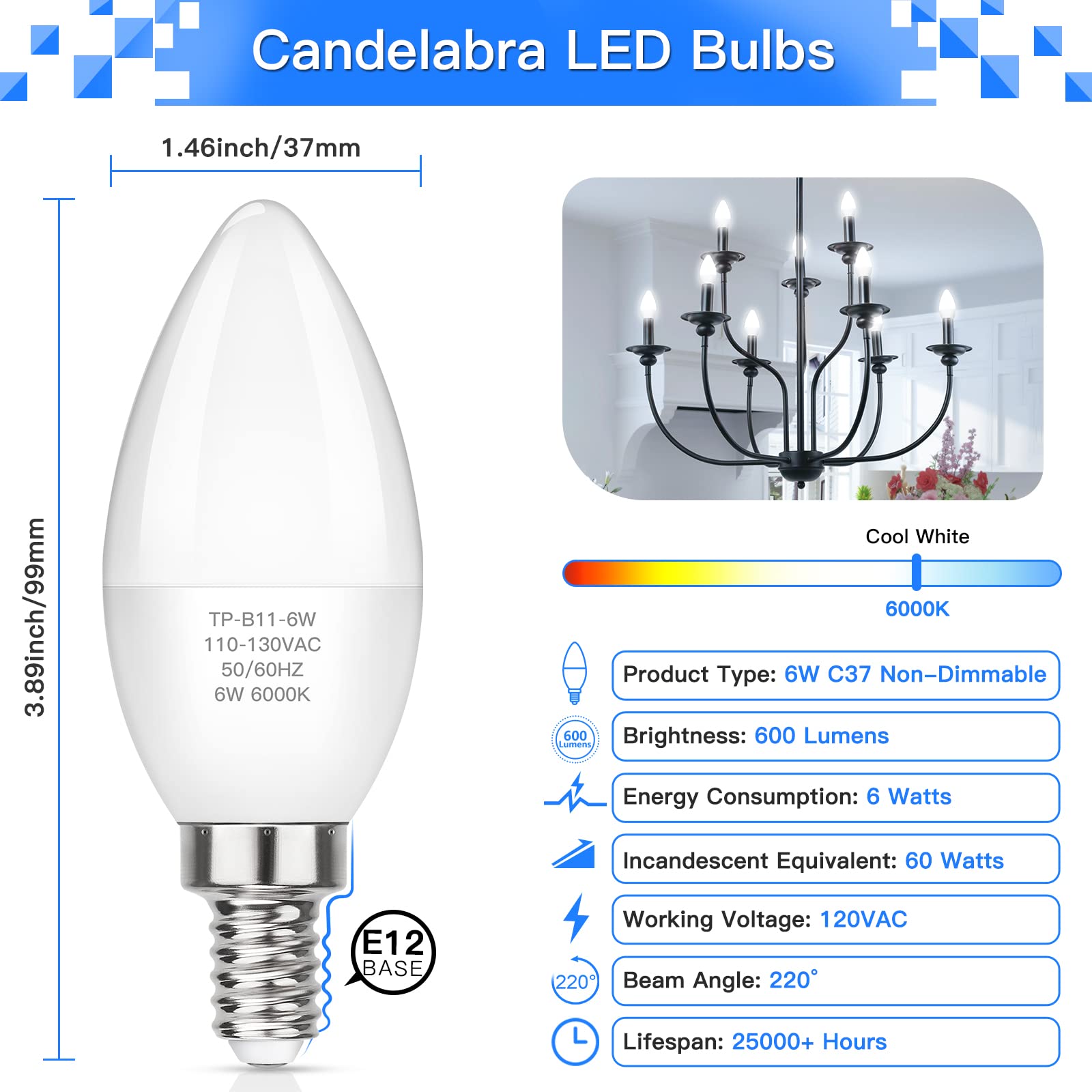 MAXvolador E12 LED bulbs 6000K cool white brighten spaces with vibrant color