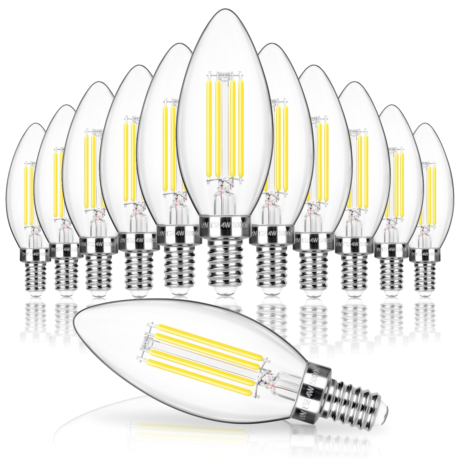 MAXvolador E12 LED candelabra bulb provides 40W-equivalent brightness for chandeliers