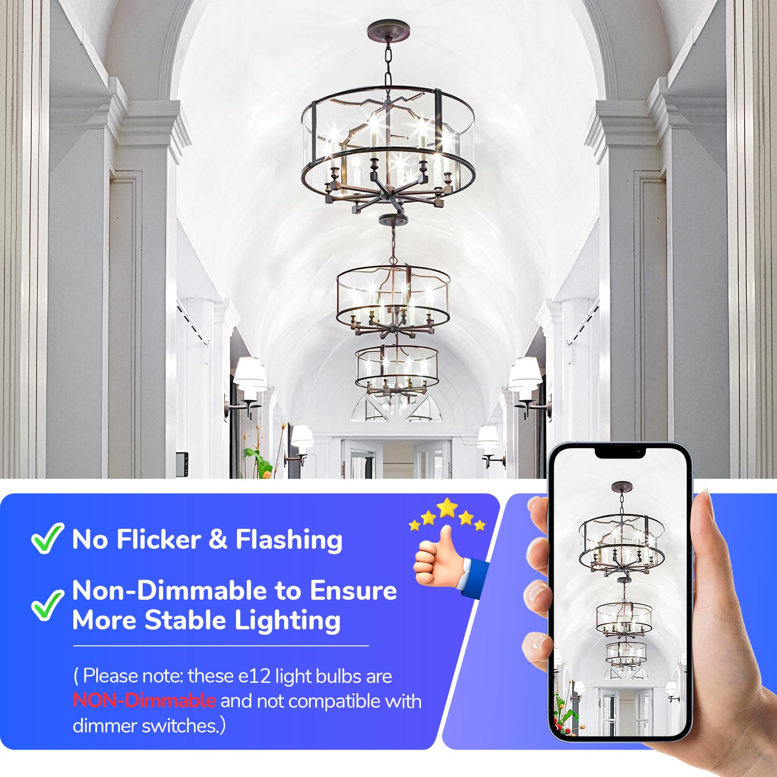 MAXvolador E12 LED candelabra bulb saves energy and lowers bills