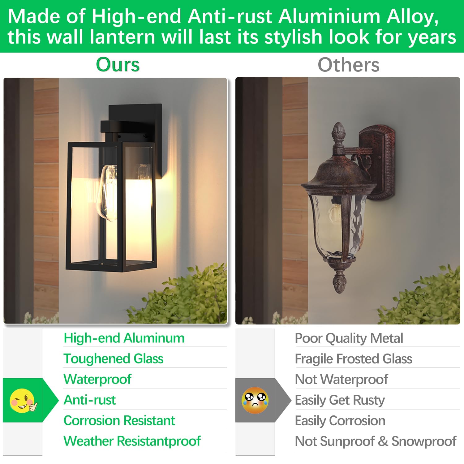 MAXvolador porch lantern with E26 base compatible with LED or CFL bulbs.