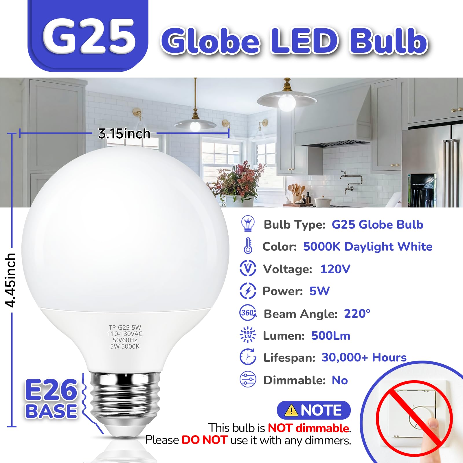 MAXvolador E26 globe bulb in fixture highlights true color rendering during grooming