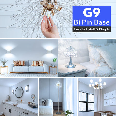MAXvolador G9 LED bulb with G9 bi-pin base fits many fixtures.